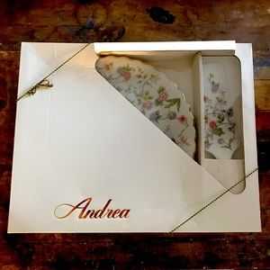 Andrea vintage floral cake tray and server